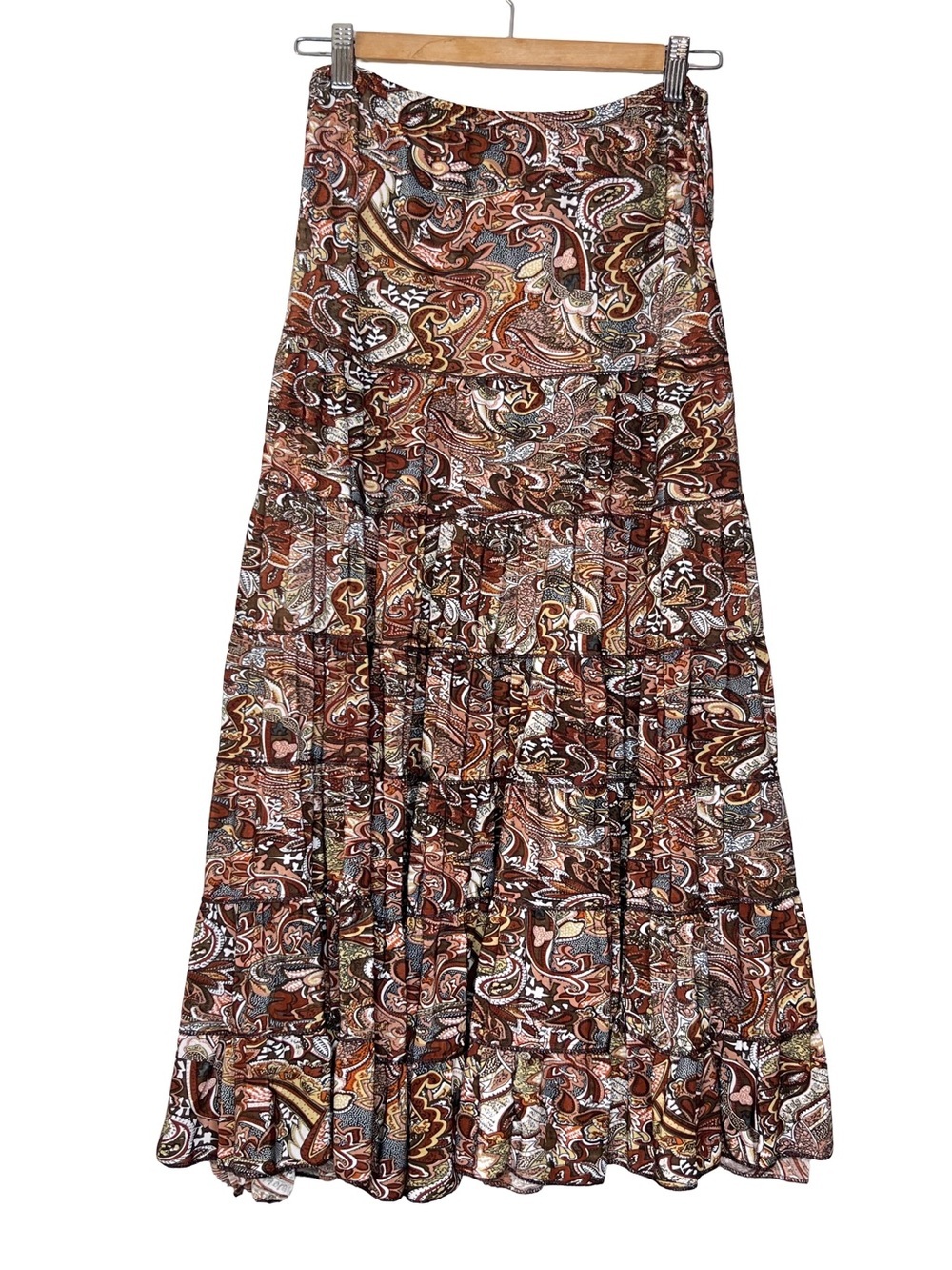 Fairy Grunge Whimsigoth Y2K Witchy Paisley Boho Tiered Midi Skirt Sz S